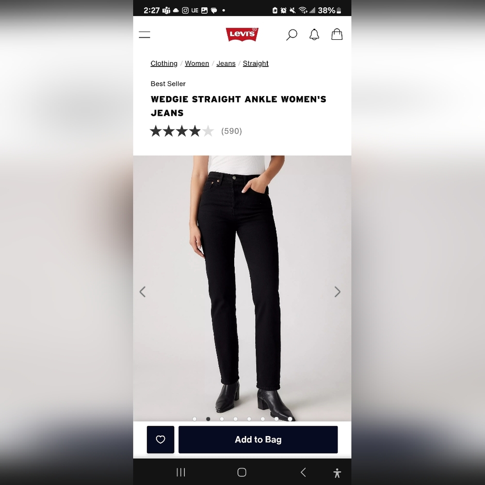 Levi's Women's Jet Black Straight Leg Jeans